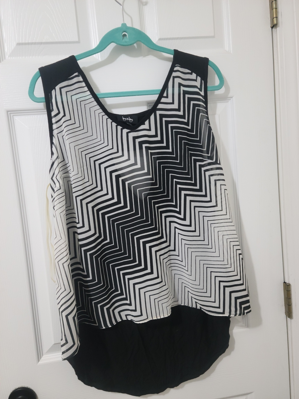 By And By Black and White Zigzag Tank Top